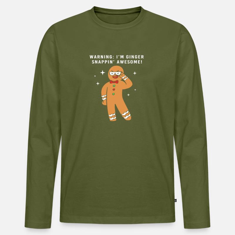Weihnachten Lebkuchen Lebkuchenmann Gingerbread - Männer Premium Bio Langarmshirt - Khaki