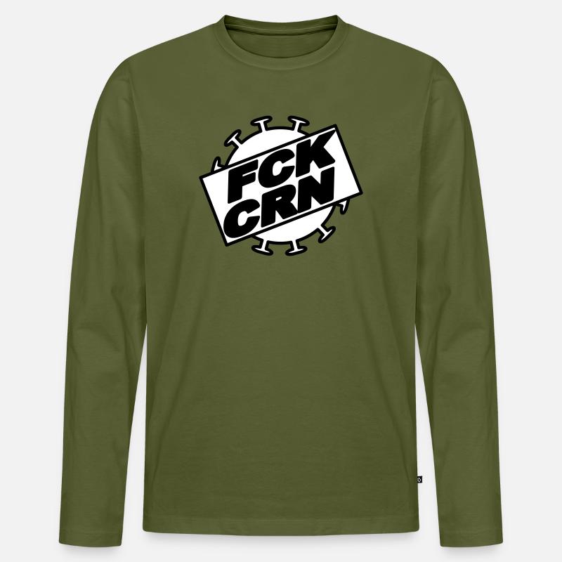 FCK_CRN_1 - Männer Premium Bio Langarmshirt - Khaki