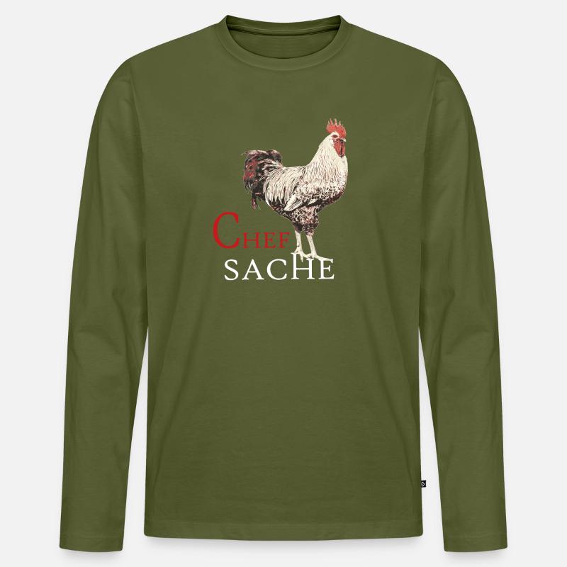 Küchenchef-Hahn Design - Männer Premium Bio Langarmshirt - Khaki