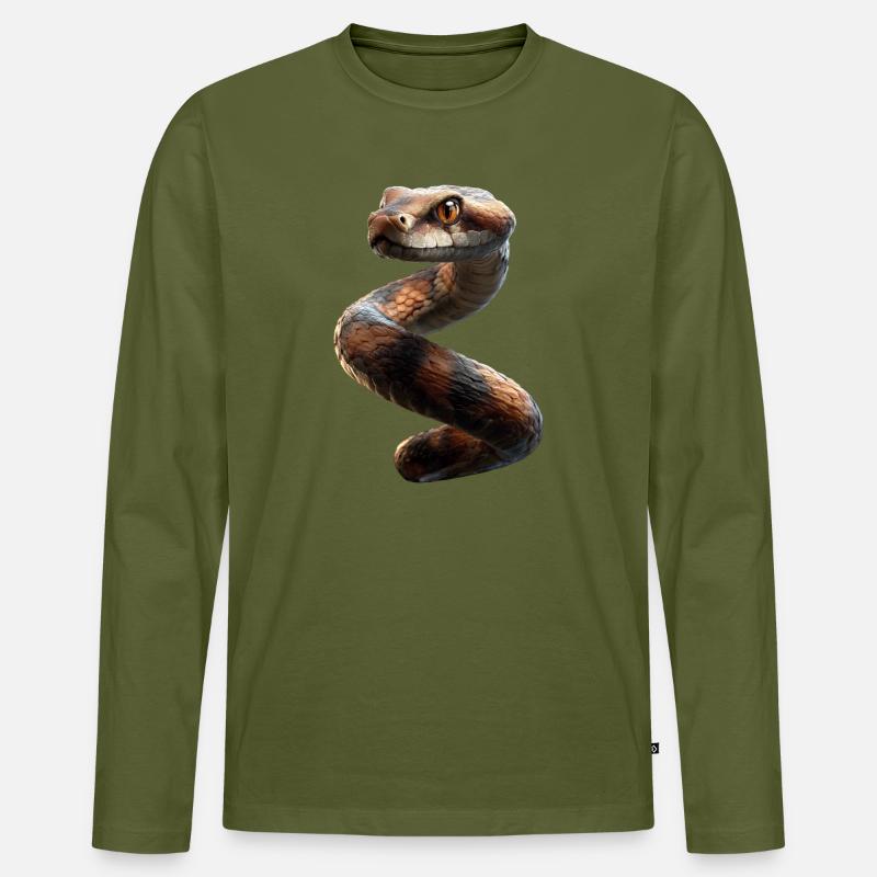 Schlange Python Kobra Klapperschlange Schlangen - Männer Premium Bio Langarmshirt - Khaki