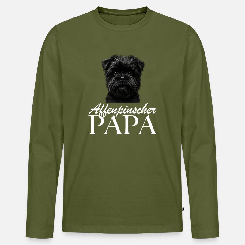 Hundefoto mit schnellem Schnauzer Blick - Männer Premium Bio Langarmshirt - Khaki