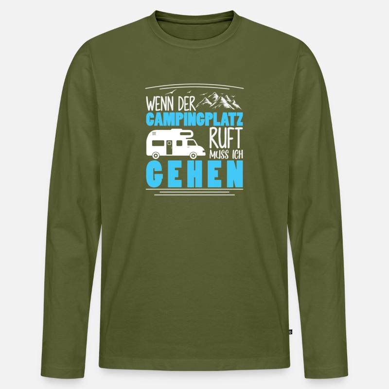 Camper Camping Wohnwagen Spruch - Männer Premium Bio Langarmshirt - Khaki