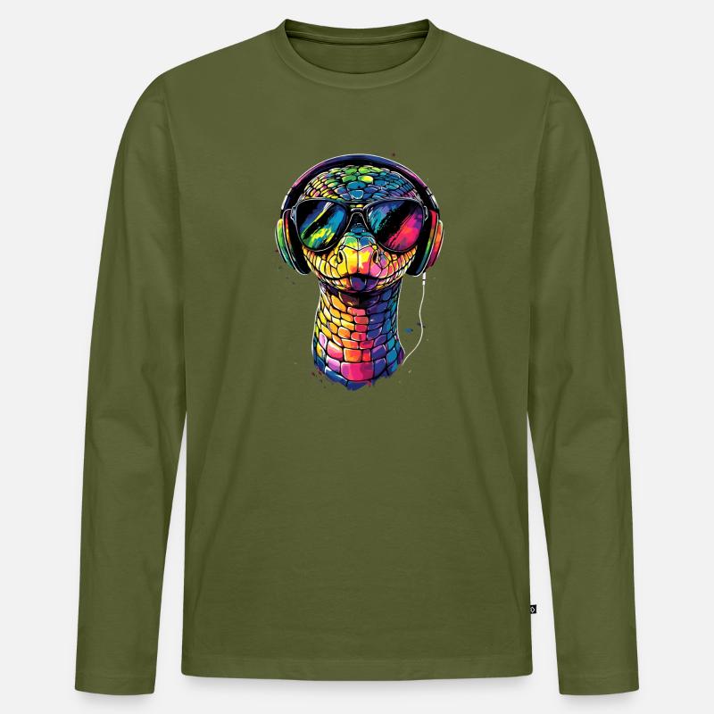 Schlange Python Kobra Klapperschlange Schlangen - Männer Premium Bio Langarmshirt - Khaki