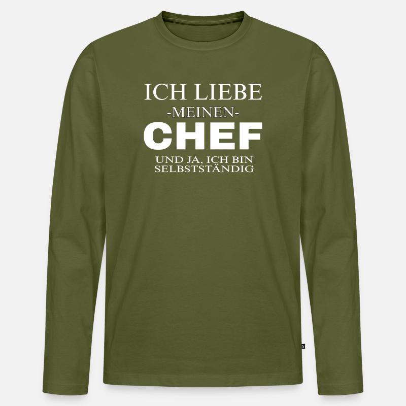Ich bin mein eigener Chef - Männer Premium Bio Langarmshirt - Khaki