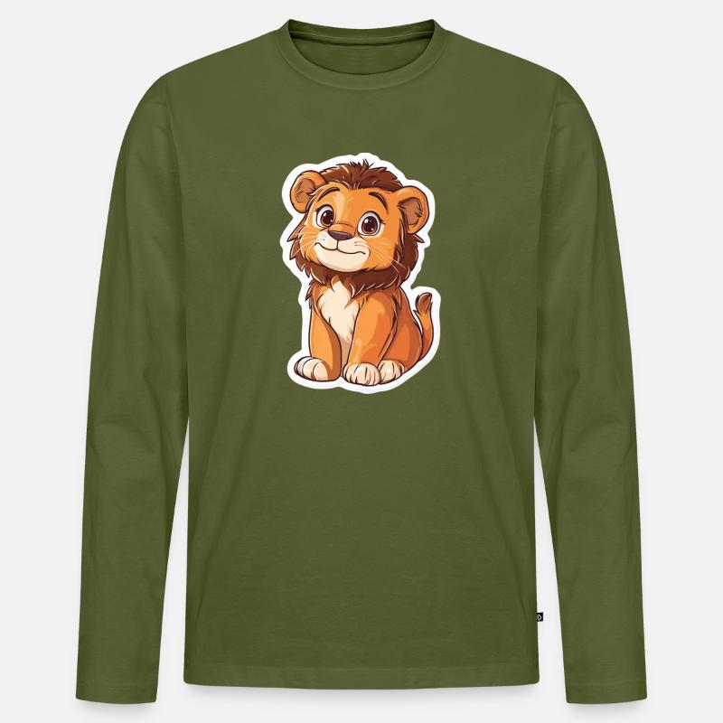 Löwe - Männer Premium Bio Langarmshirt - Khaki
