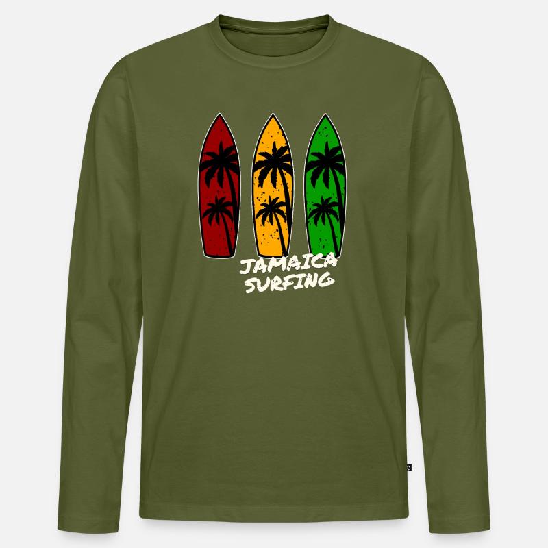 Jamaica Surfing - Männer Premium Bio Langarmshirt - Khaki