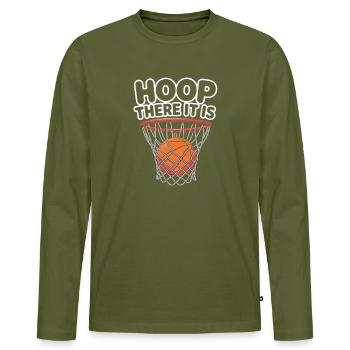 Basketball Fun: Hoop There It Is - Men's Premium Organic Long Sleeve Shirt - khaki - Front - Nico (187cm)