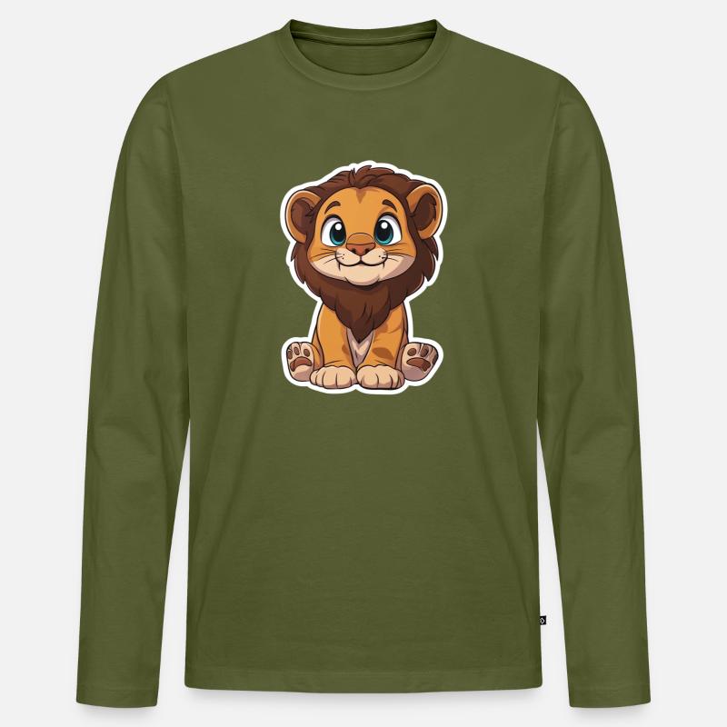 Löwe - Männer Premium Bio Langarmshirt - Khaki