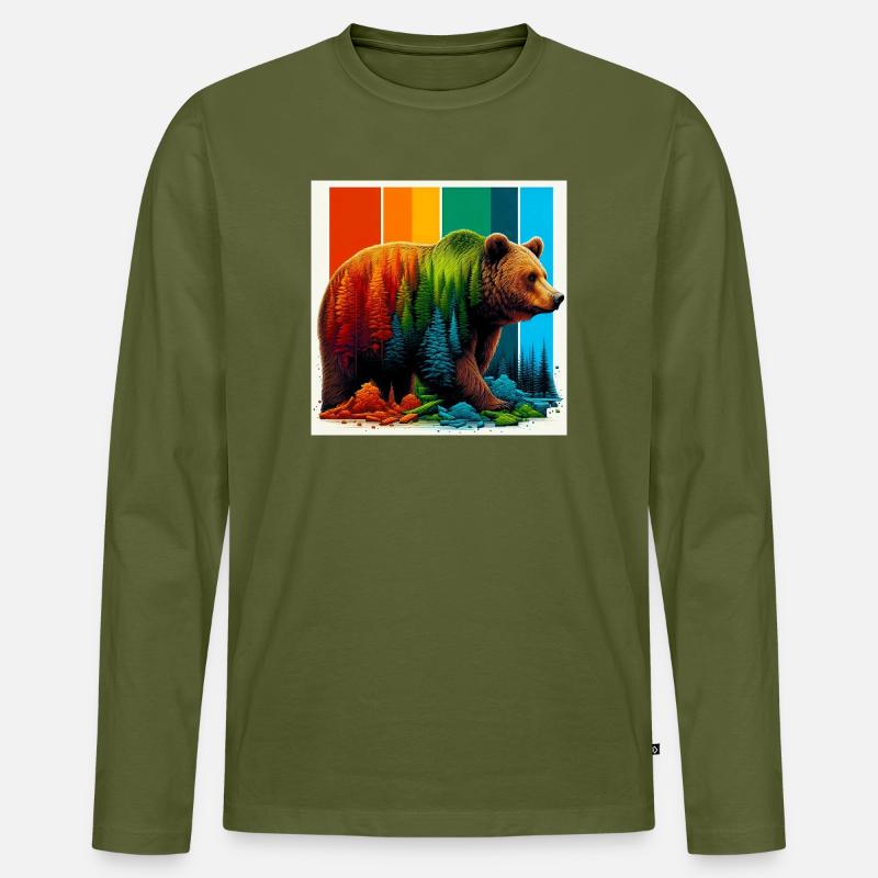 Bär - Männer Premium Bio Langarmshirt - Khaki
