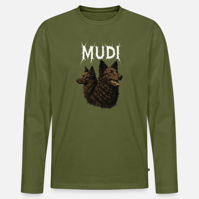 Mudi - Männer Premium Bio Langarmshirt - Khaki
