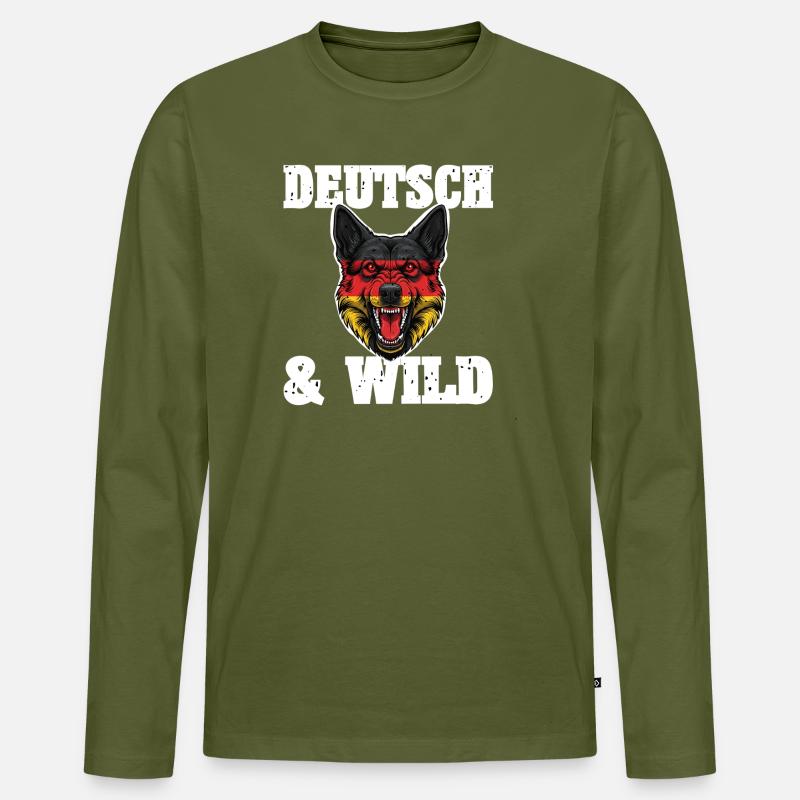 Wilder Schäferhund - Männer Premium Bio Langarmshirt - Khaki