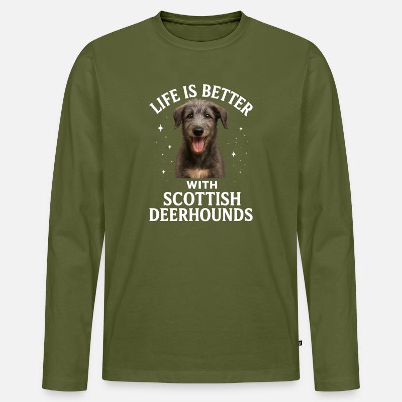 Scottish Deerhound - Männer Premium Bio Langarmshirt - Khaki