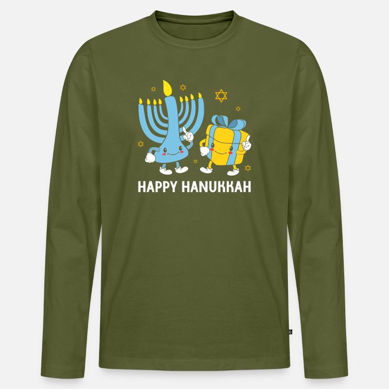 Hanukkah Chanukkah Hanukah Gnom - Männer Premium Bio Langarmshirt - Khaki