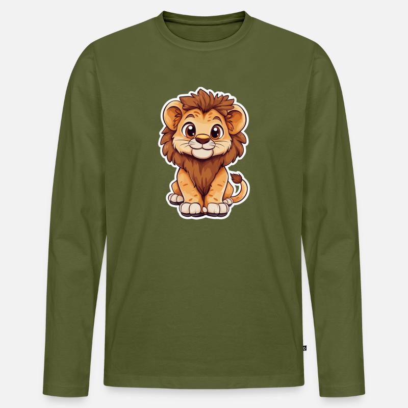 Löwe - Männer Premium Bio Langarmshirt - Khaki