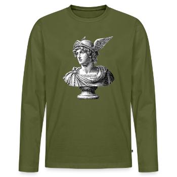 Antike Büste Hermes - Klassische Gravur - Männer Premium Bio Langarmshirt - Khaki - Vorne - Nico (187cm)