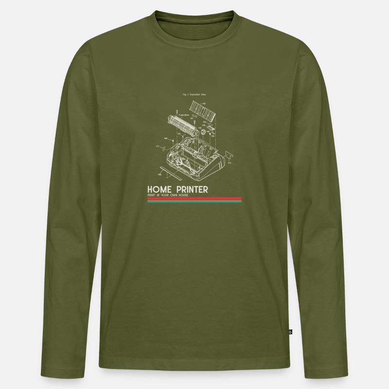 Heimdruck Blaupause Eigenbau Drucker - Männer Premium Bio Langarmshirt - Khaki
