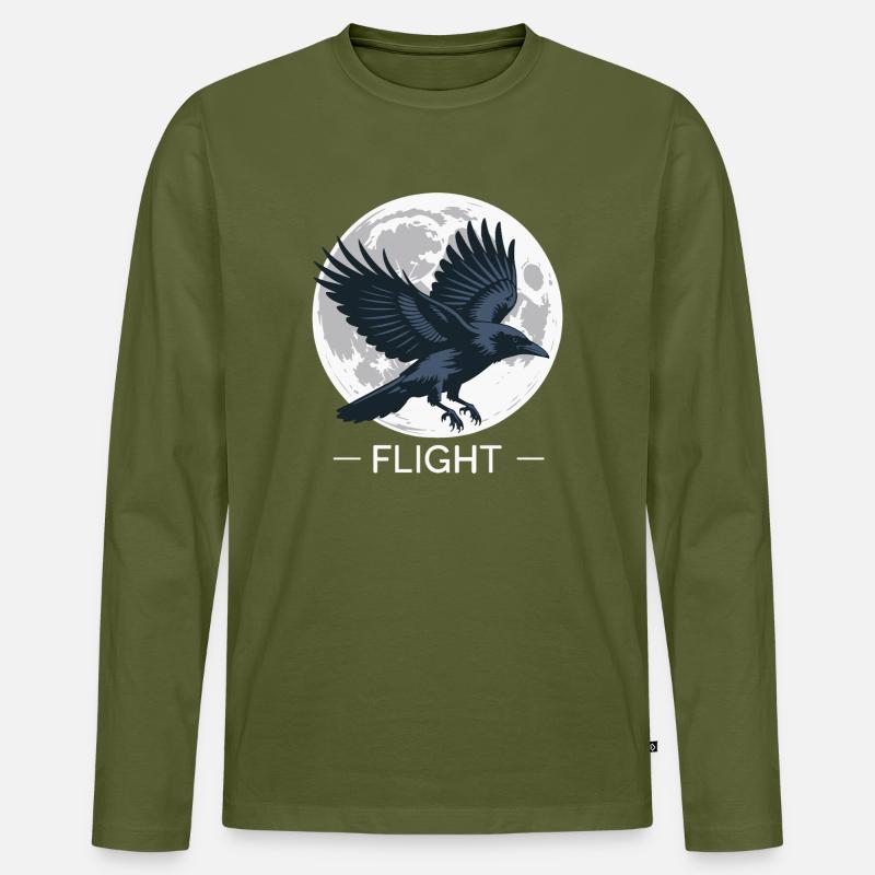 Rabenflug im Mondschein - Männer Premium Bio Langarmshirt - Khaki