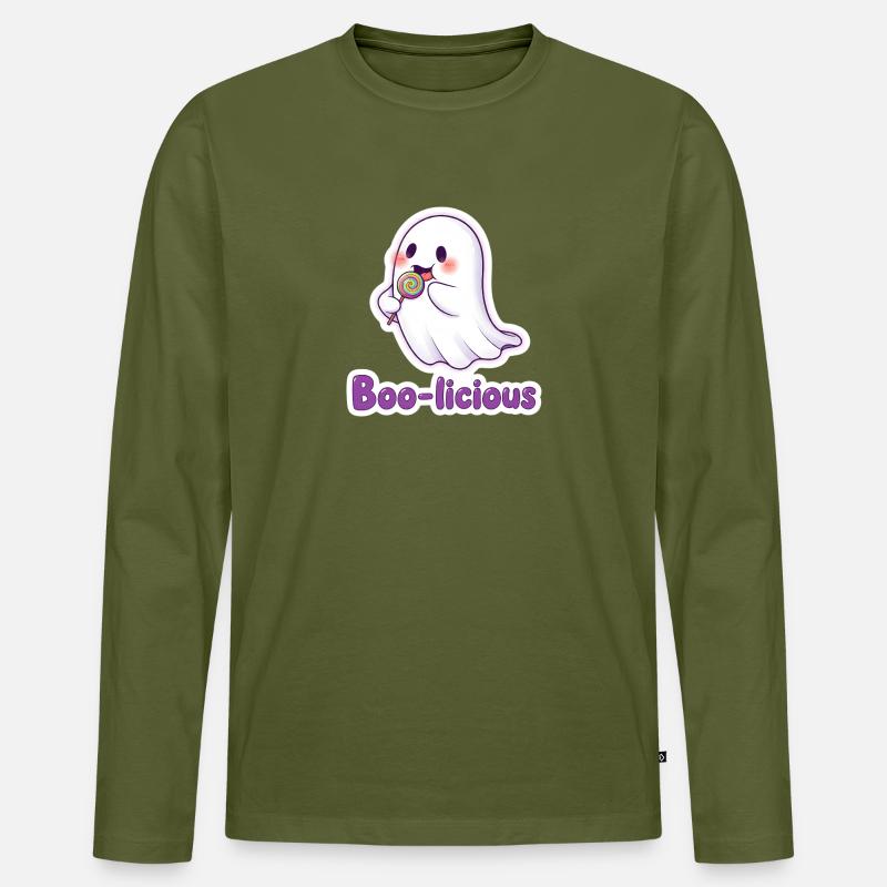 Boolicious Süßes Gespenst - Männer Premium Bio Langarmshirt - Khaki