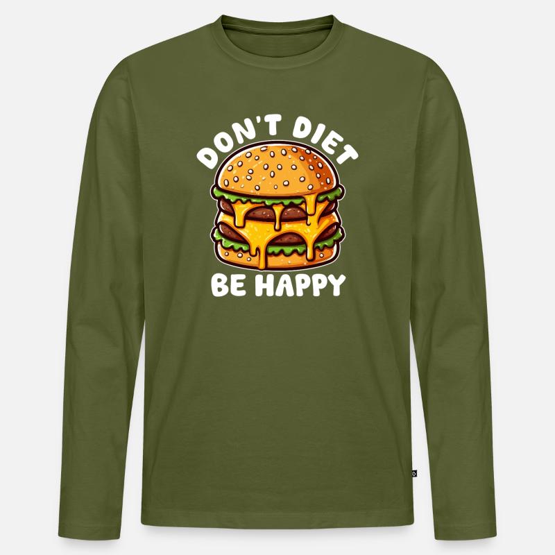 Lachender schmelzender Burger - Männer Premium Bio Langarmshirt - Khaki