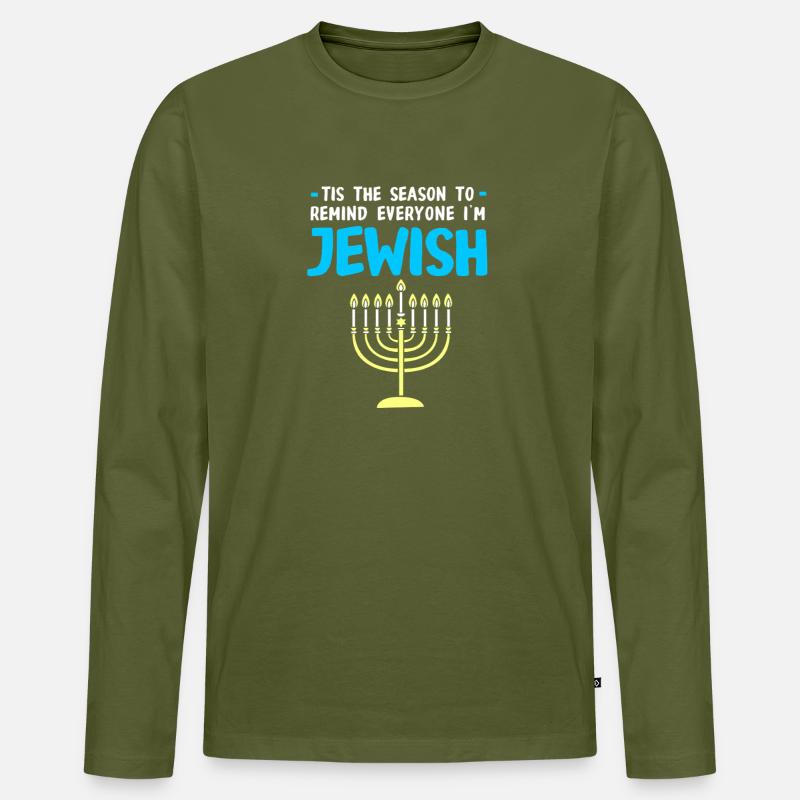 Hanukah Hanukkah Chanukkah - Männer Premium Bio Langarmshirt - Khaki