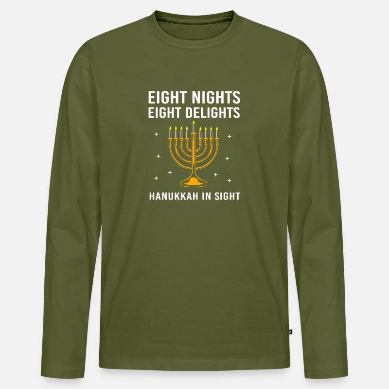 Hanukah Hanukkah Chanukkah - Männer Premium Bio Langarmshirt - Khaki