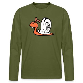 escargot Dents De Lapin Mignon Mignon Heureux Drôle - T-shirt manches longues Premium bio Homme - kaki - Devant - Nico (187cm)