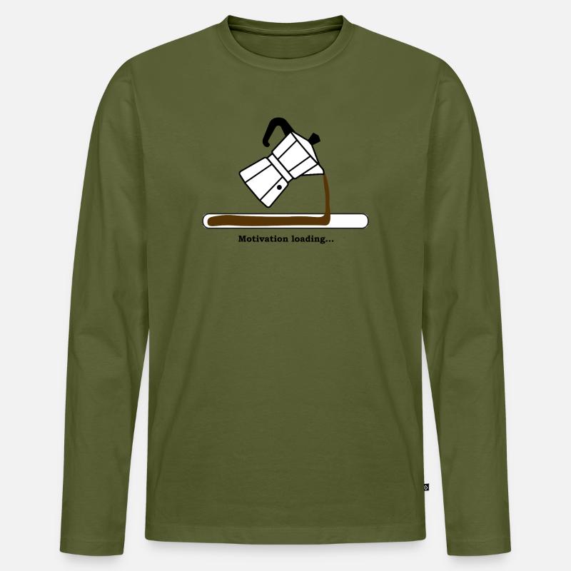 Motivation Loading mit Kaffee - Männer Premium Bio Langarmshirt - Khaki