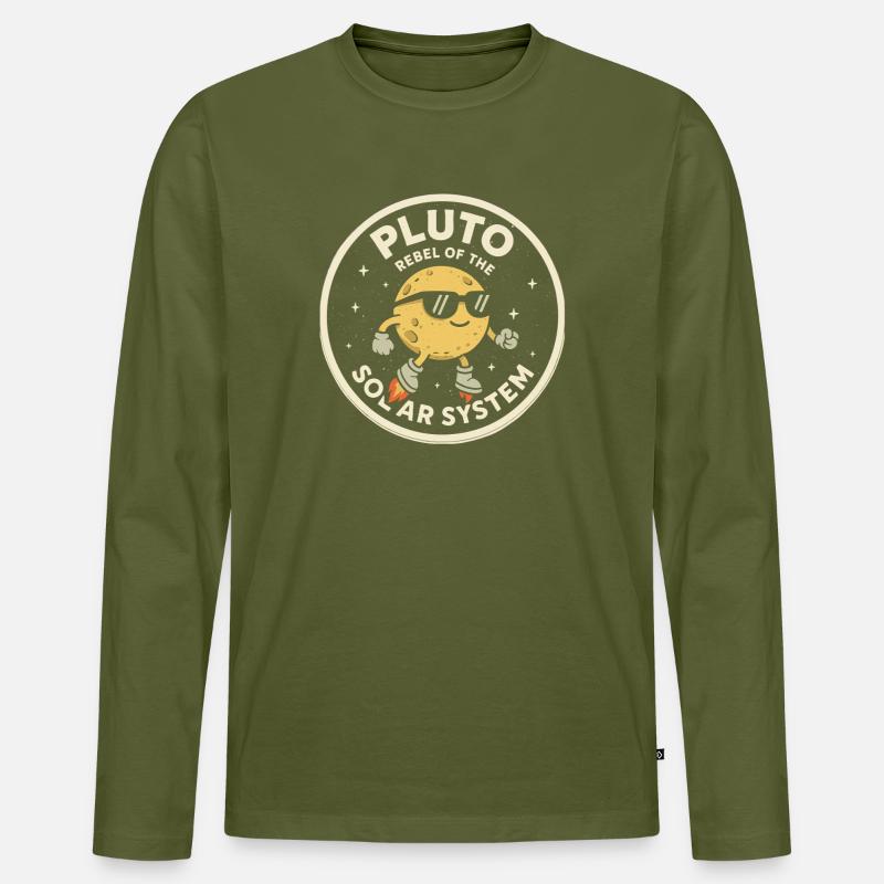 Pluto Rebell des Sonnensystems - Männer Premium Bio Langarmshirt - Khaki