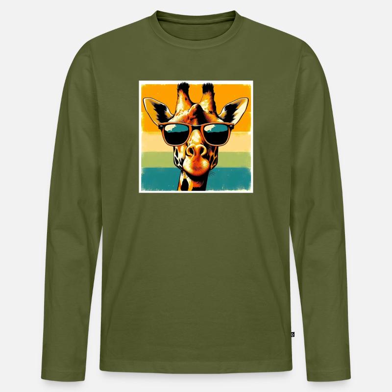 Giraffe - Männer Premium Bio Langarmshirt - Khaki