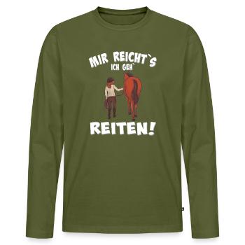 Mir reicht's Reiten statt reden - Männer Premium Bio Langarmshirt - Khaki - Vorne - Nico (187cm)