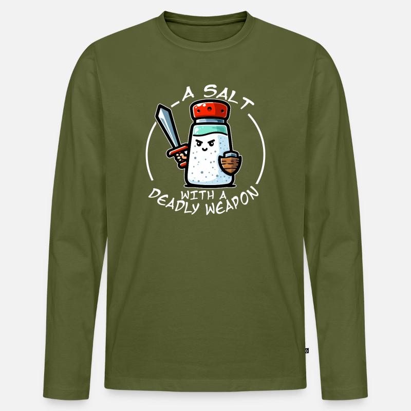 Bewaffneter Ritter Salz - Männer Premium Bio Langarmshirt - Khaki