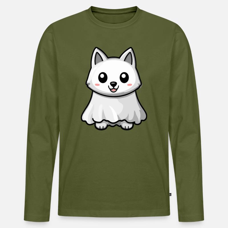 Wolf Halloween Geist - Männer Premium Bio Langarmshirt - Khaki