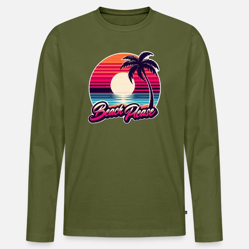Strand Sunset Beach Bitte - Männer Premium Bio Langarmshirt - Khaki