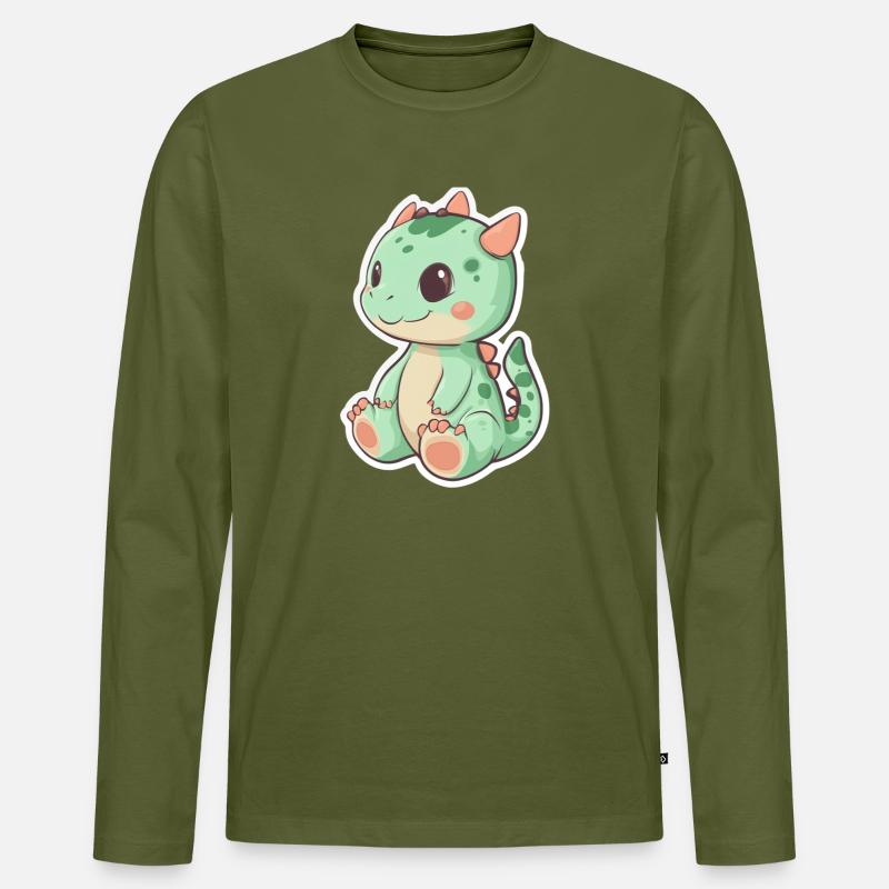 Dinosaurier - Männer Premium Bio Langarmshirt - Khaki