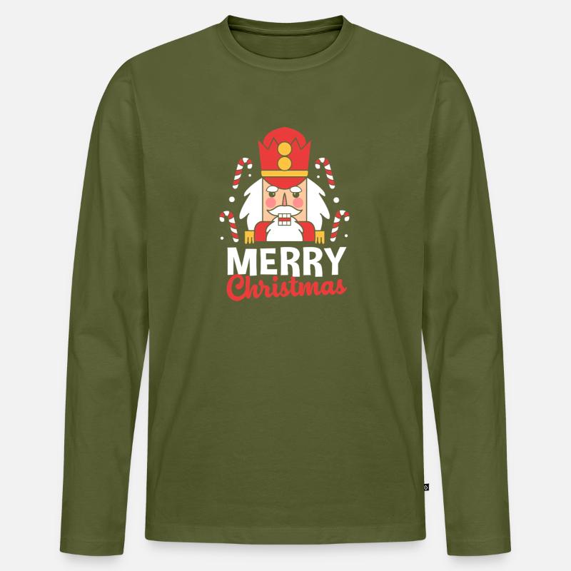 Weihnachten Nussknacker - Männer Premium Bio Langarmshirt - Khaki