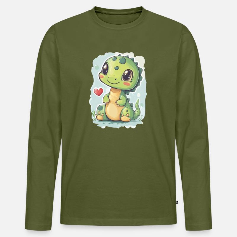 Dinosaurier - Männer Premium Bio Langarmshirt - Khaki