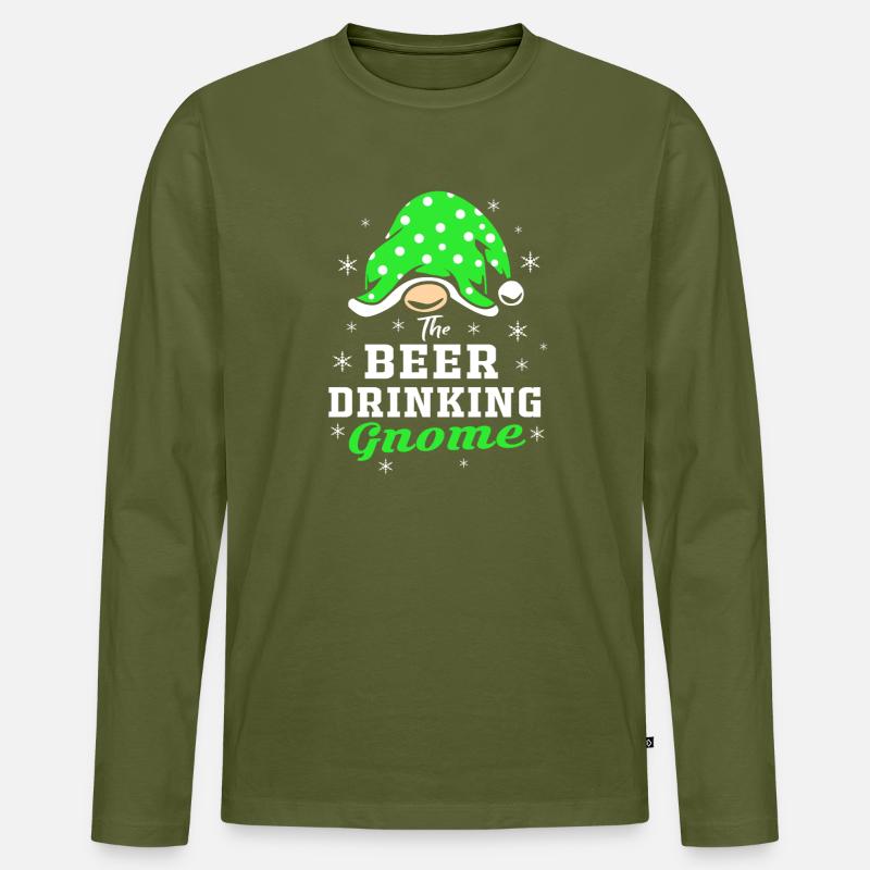 Gnom Bier - Männer Premium Bio Langarmshirt - Khaki