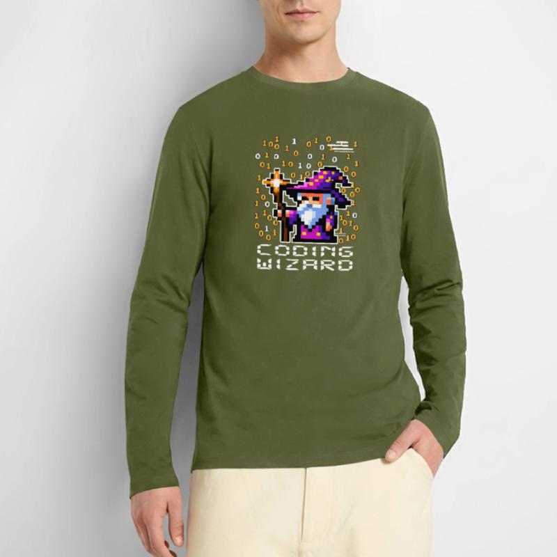 Wizard Pixel Code Men's Premium Organic Long Sleeve Shirt