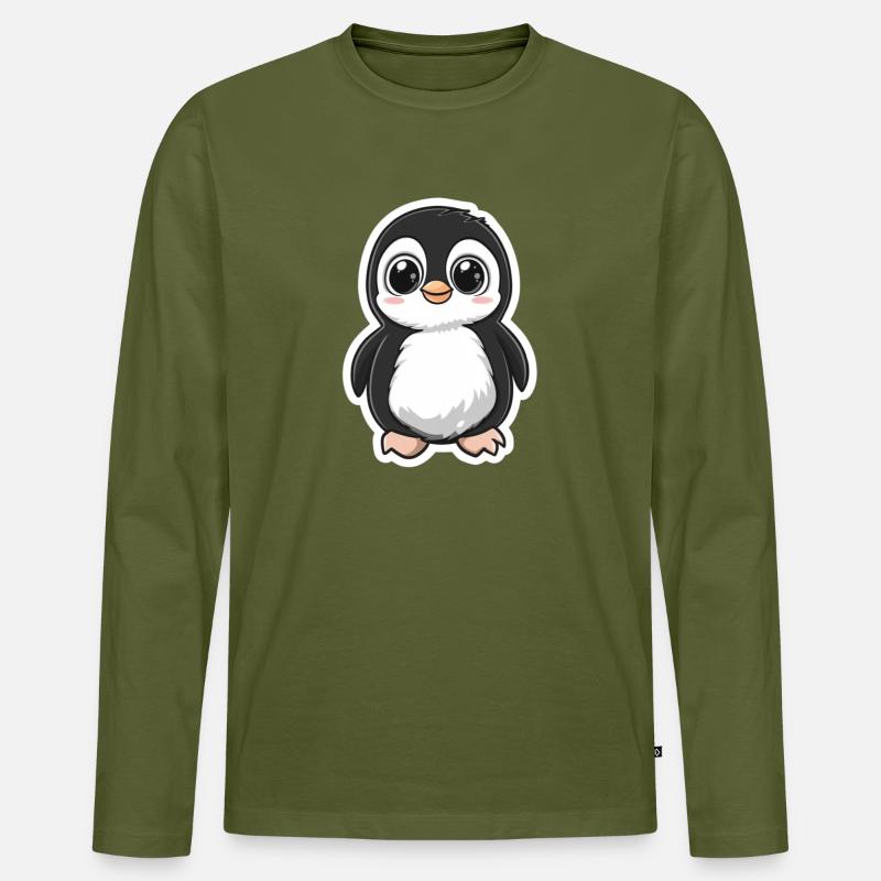 Pinguin - Männer Premium Bio Langarmshirt - Khaki