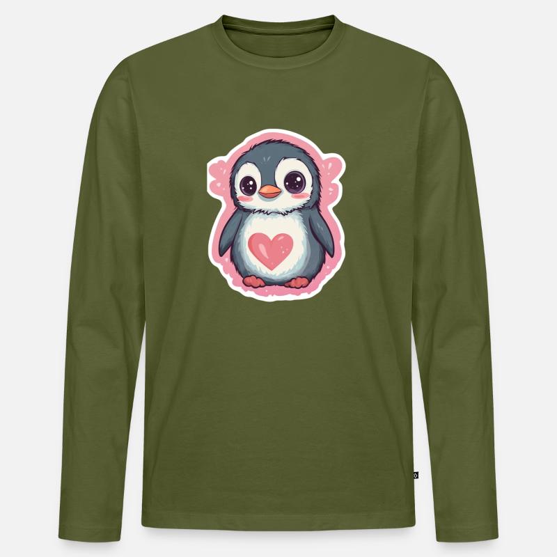 Pinguin - Männer Premium Bio Langarmshirt - Khaki