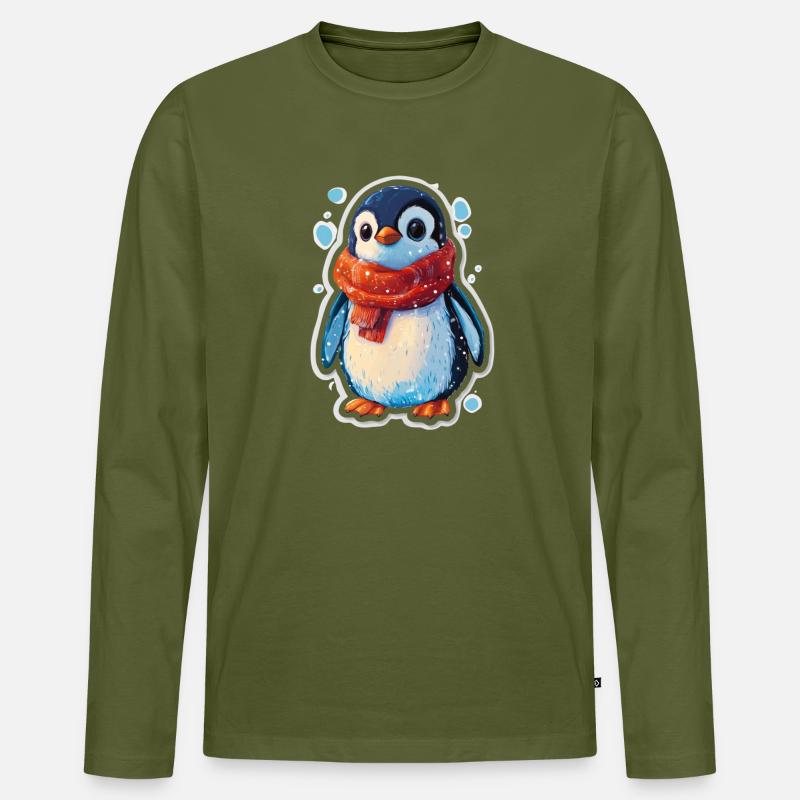 Pinguin - Männer Premium Bio Langarmshirt - Khaki