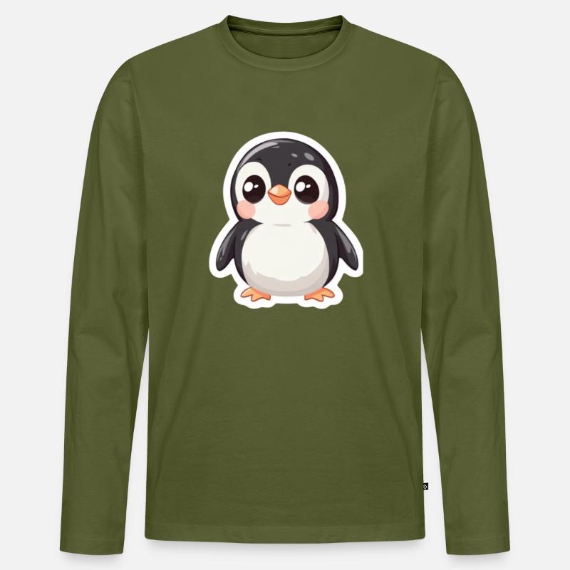 Pinguin - Männer Premium Bio Langarmshirt - Khaki