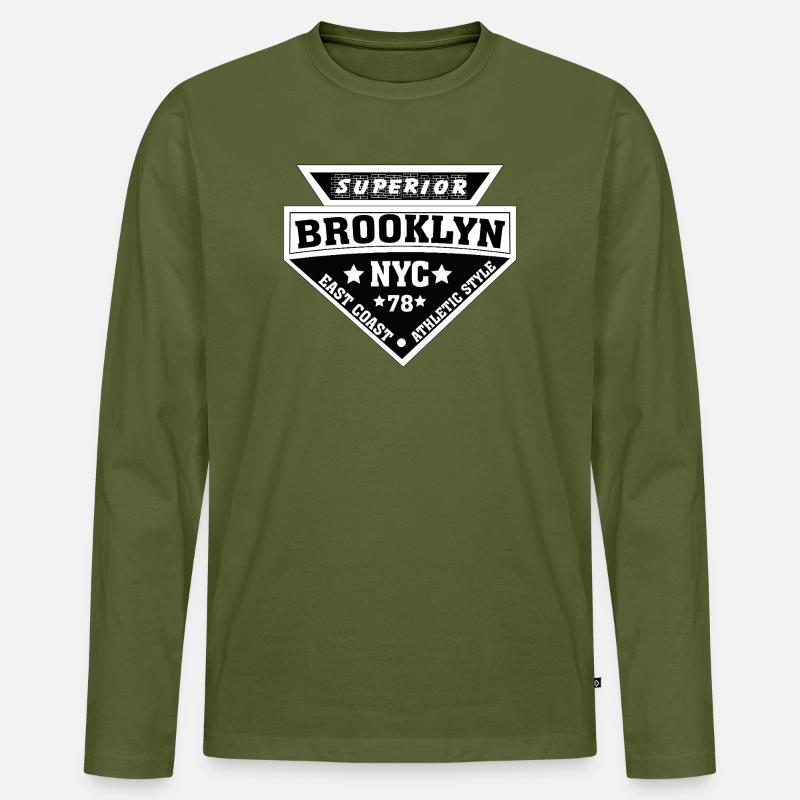 Brooklyn NYC Athletic Schild - Männer Premium Bio Langarmshirt - Khaki
