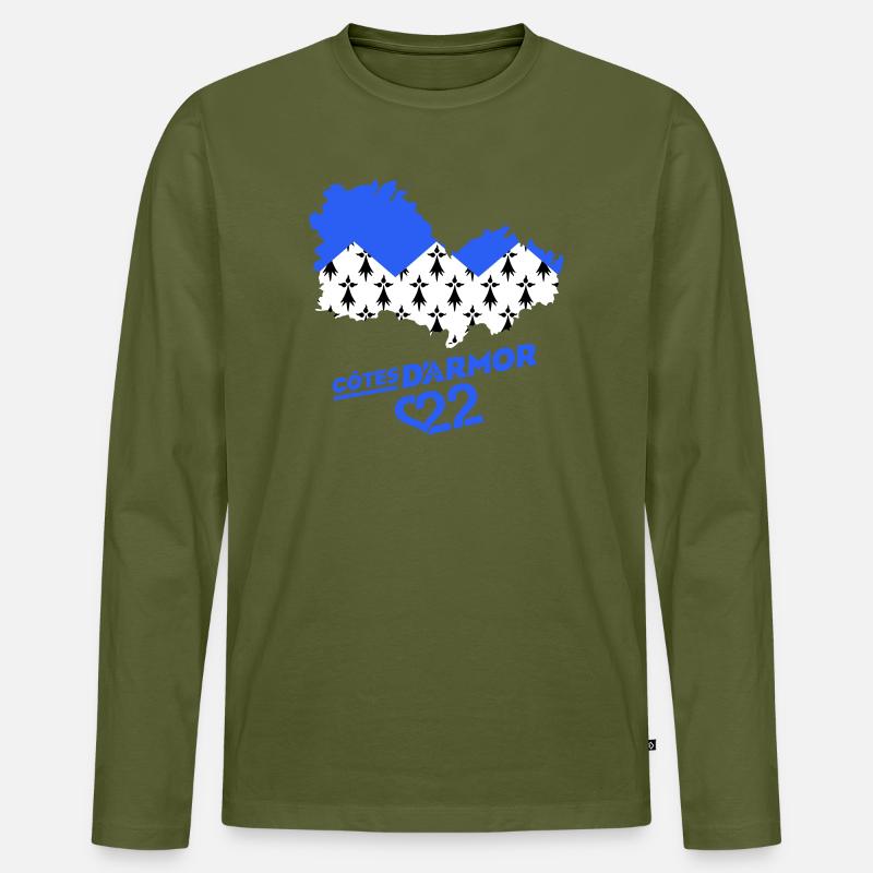 Côtes d'Armor 22 - Männer Premium Bio Langarmshirt - Khaki