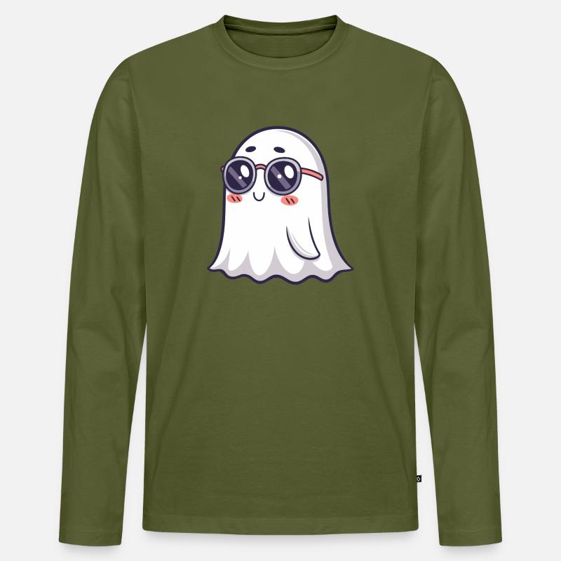 Retro Phantom Runde Brille - Männer Premium Bio Langarmshirt - Khaki