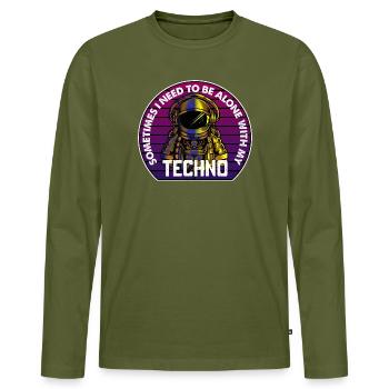 Techno Astronaut Circle Abzeichen - Männer Premium Bio Langarmshirt - Khaki - Vorne - Nico (187cm)