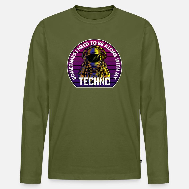 Techno Astronaut Circle Abzeichen - Männer Premium Bio Langarmshirt - Khaki