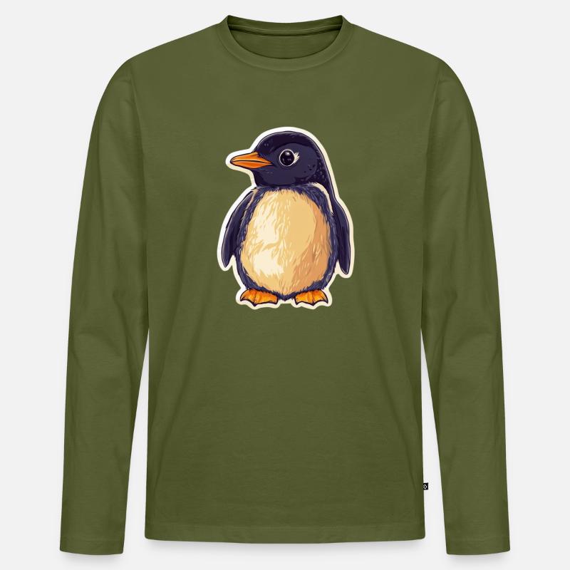 Pinguin - Männer Premium Bio Langarmshirt - Khaki