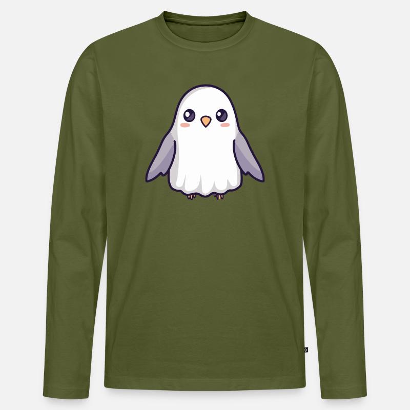 Taube Vogel Halloween Geist - Männer Premium Bio Langarmshirt - Khaki