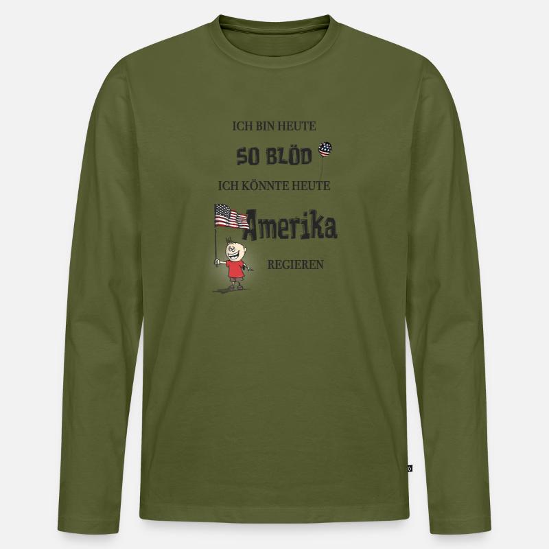 So blöd – ich könnte Präsident werden - Männer Premium Bio Langarmshirt - Khaki